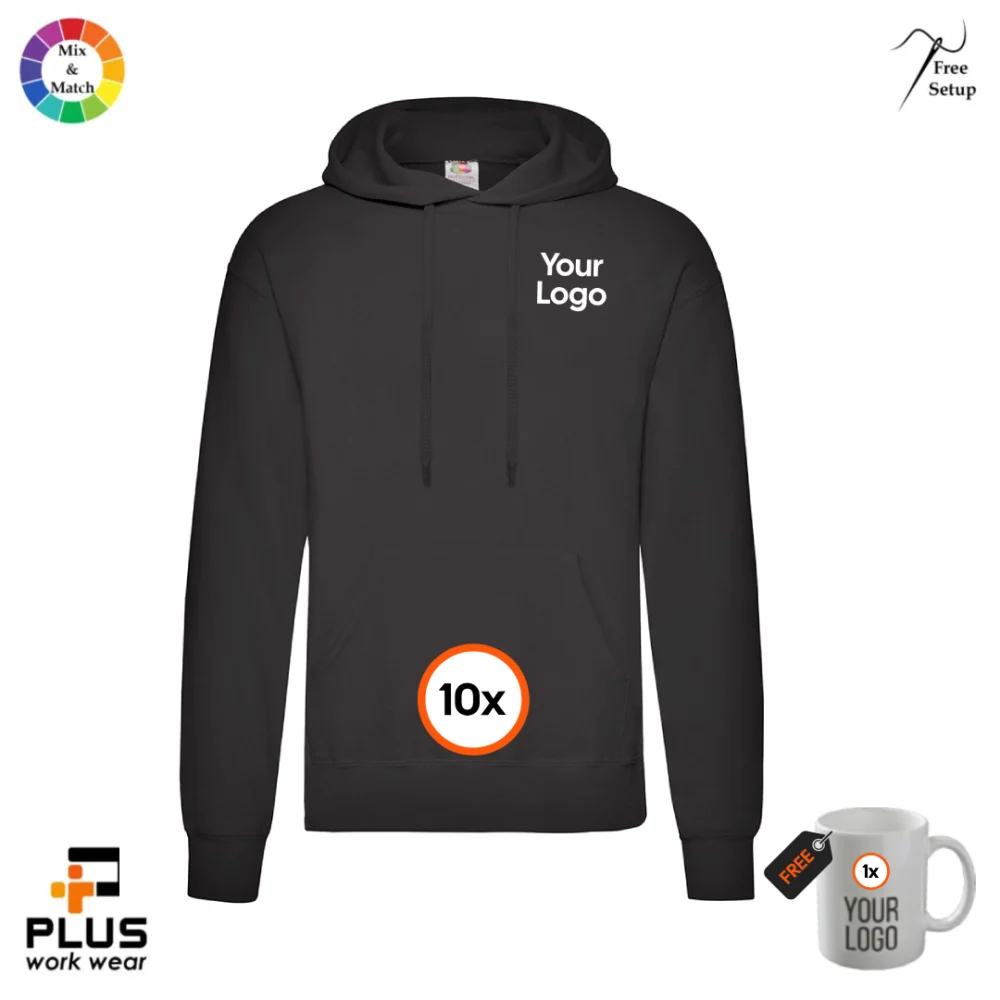Fruit of the Loom Classic Hooded Sweat 10-Pack