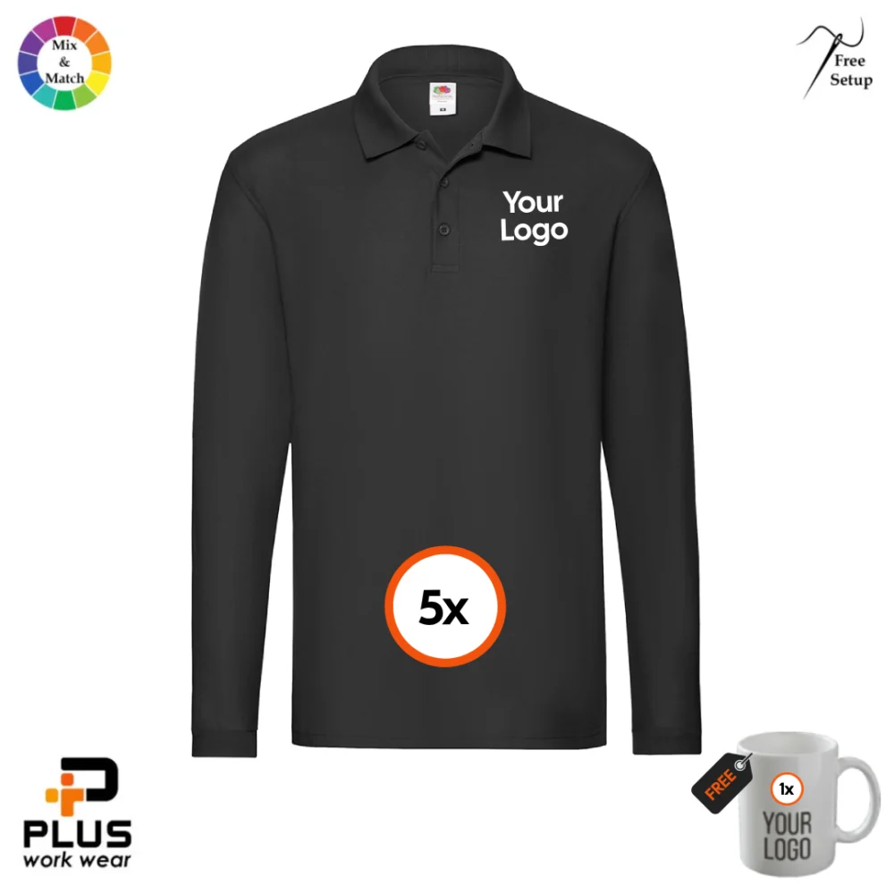 Fruit of the Loom Premium Long Sleeve Polo 5-Pack