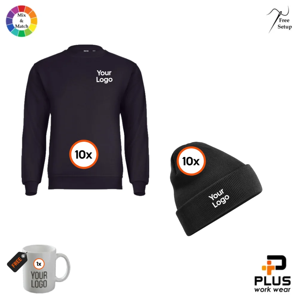 10x Uneek Eco Sweatshirt + Beanie